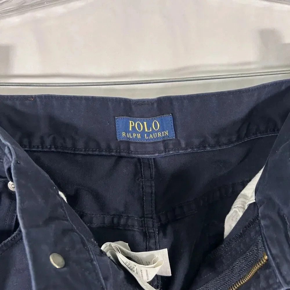 Polo Ralph Lauren Pants Men's 32x32 Blue Chino Pockets Button Zip Cotton Blend